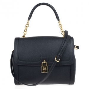 Pre Owned Dolce and Gabbana Leather Padlock Shoulder Bag 
