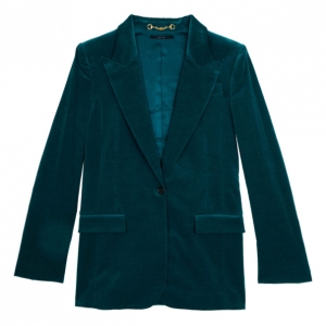 Pre Owned Gucci Velvet Teal Satin Jacket M