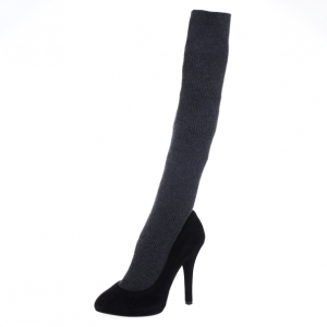 Pre Owned Dolce and Gabbana Black Sock Knee Boots Size 36