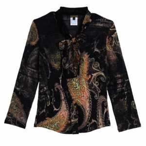 Pre Owned Roberto Cavalli Printed Long Sleeve Top S