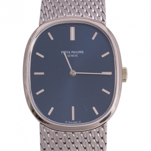 Pre Owned Patek Philippe Ellipse 18 K White Gold Power Reserve Mens Wristwatch 31 MM