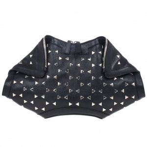 Pre Owned Alexander McQueen Black Optical Stud Demanta Clutch
