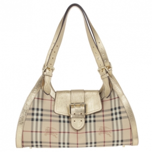 Pre Owned Burberry Haymerket Check Shoulder Bag