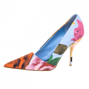 Pre Owned Dior Rose Print Pointed Toe Pumps Size 38.5