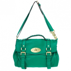 Pre Owned Mulberry Green Panel Alexa Leather Satchel 	