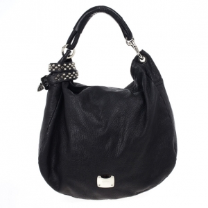 Pre Owned Jimmy Choo Black Leather Sky Studded Belt Hobo Bag
