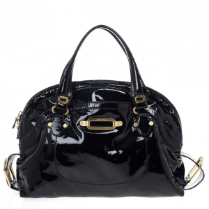 Pre Owned Jimmy Choo Black Patent Leather Thora Dome Satchel 