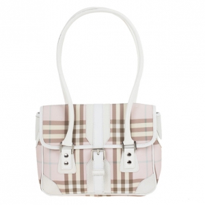 Pre Owned Burberry Nova Check Candy Small Boston Satchel Handbag