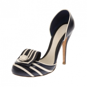 Pre Owned Alexander McQueen Blue Leather Knotted D'orsay Pumps Size 37