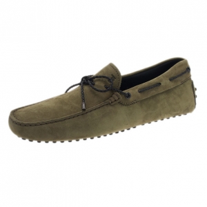 Pre Owned Tod's Light Green Suede Bow Loafers Size 42