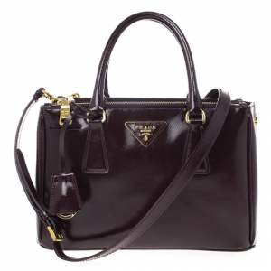 Pre Owned Prada Maroon Saffiano Leather Tote 