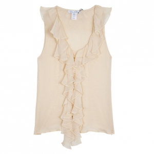 Pre Owned Oscar de la Renta Ruffled Neck Top S