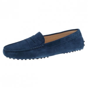 Pre Owned Tod's Blue Suede Penny Loafers Size 40
