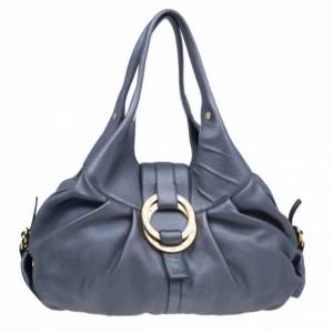 Pre Owned Bvlgari Grey Leather Medium Chandra Shoulder Bag