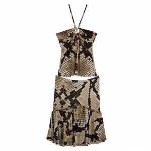 Pre Owned Roberto Cavalli Snake Print Skirt Set XS