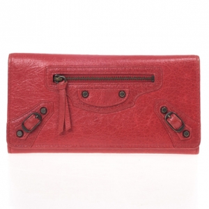 Pre Owned Balenciaga Rouge Cardinal City Classic Money Wallet
