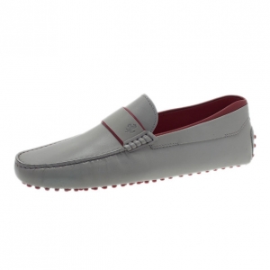 Pre Owned Tod's for Ferrari Grey Leather Gommino Loafers Size 43.5