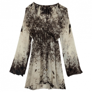 Pre Owned Roberto Cavalli Printed Long Sleeve Top Size M