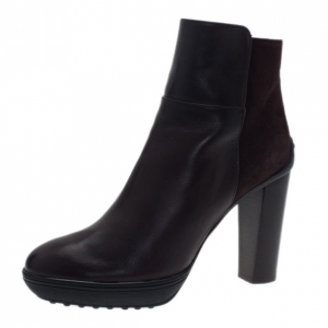 Pre Owned Tod's Black Suede and Leather Ankle Boots Size 39.5
