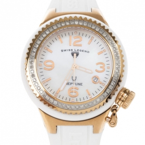 Pre Owned Swiss Legend White Stainless Steel Neptune Women's Wristwatch 44MM