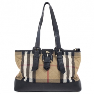 Pre Owned Burberry Nova-Check Quilted Fabric Tote Bag