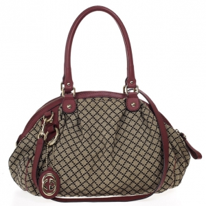 Pre Owned Gucci Diamante Canvas Sukey Dome Bag