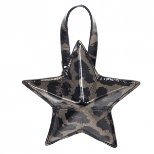 Pre Owned Jimmy Choo Leopard Print Patent Star Pouch