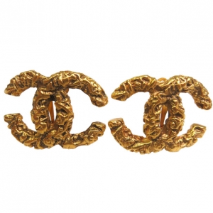Pre Owned Chanel CC Gold Tone Earrings