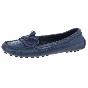 Pre Owned Balenciaga Blue Leather 'Arena' Tassel Loafers Size 39.5