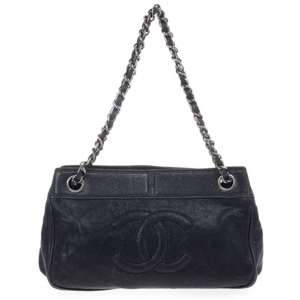 Pre Owned Chanel Black Distressed Caviar Outdoor Ligne Shopper Tote