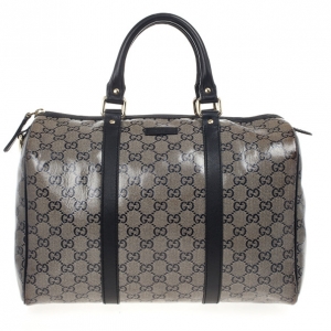 Pre Owned Gucci Grey Crystal Lame Joy Boston Satchel
