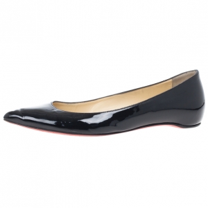 Pre Owned Christian Louboutin Black Patent Pigalle Ballet Flats Size 38.5