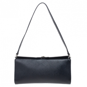 Pre Owned Salvatore Ferragamo Black Calfskin Clutch 