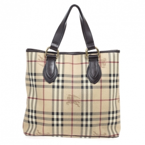 Pre Owned Burberry Beige Haymarket Medium Regent Tote