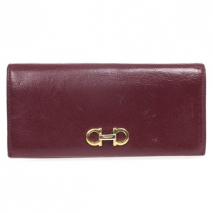 Pre Owned Salvatore Ferragamo Gancini Bordeaux Continental Wallet