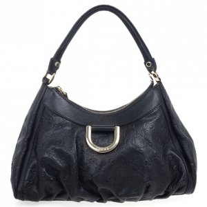 Pre Owned Gucci Black Guccissima ‘D Gold’ Hobo