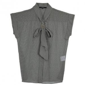 Pre Owned Gucci Monochrome Scarf Collar Shirt S