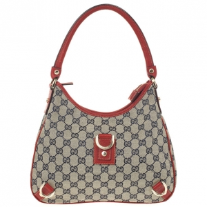 Pre Owned Gucci Navy Blue &amp; Red Medium Abbey D-Ring Hobo