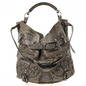 Pre Owned Burberry Bromley Python Drawstring Shoulder Bag