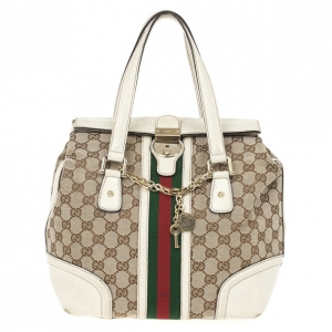 Pre Owned Gucci Beige Monogram Treasure Boston Bag