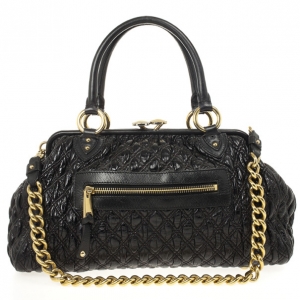 Pre Owned Marc Jacobs Black Quilted Leather Stam Satchel