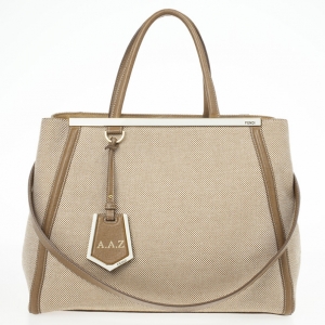 Pre Owned Fendi Beige Canvas 2Jours Tote