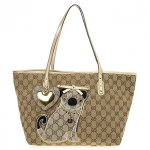 Pre Owned Gucci Monogram Guccioli Medium Oliver Guccioli Embroidery Tote 