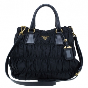 Pre Owned Prada Black Tessuto Gaufre Nylon Tote Bag