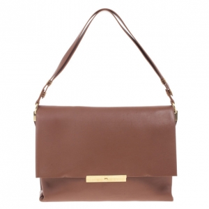 Pre Owned Celine Beige Calfskin Leather Blade Flap Bag