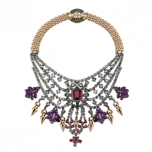 Pre Owned Mawi Tiered Crystal Necklace With Spikes