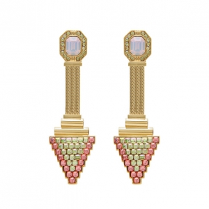 Pre Owned Mawi Rose Gold Deco Triangle Drop Earrings