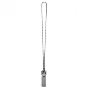 Pre Owned Mawi Hematite Plated Long Flapper Fringe Pendant 