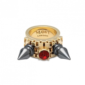 Pre Owned Mawi Double Spike Solitaire Ring Size 54.5