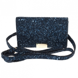Pre Owned Jimmy Choo Glitter Fabric Ted iPhone Mini Shoulder Bag